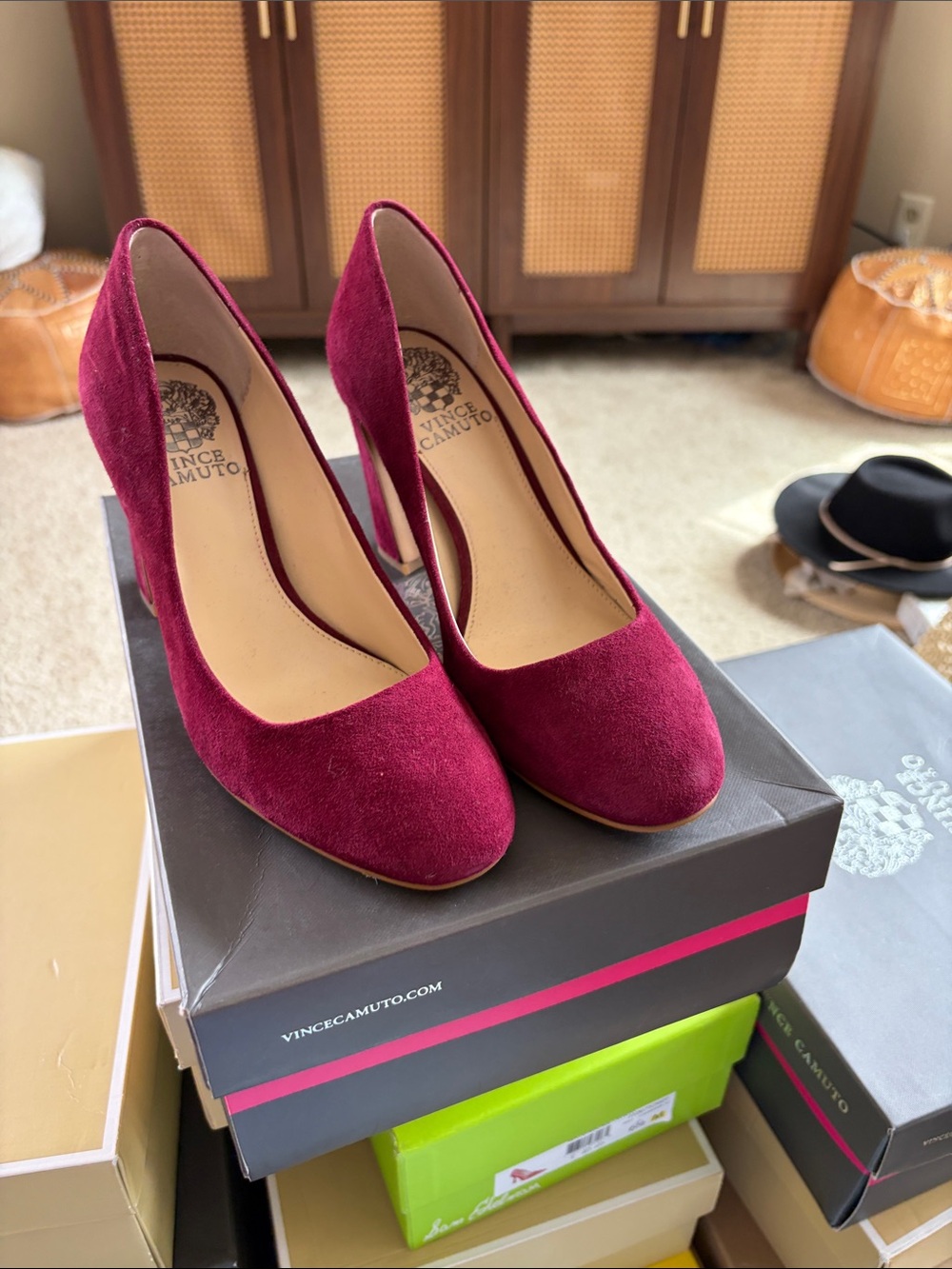 Vince Camuto Berry Suede Almond Toe Pumps